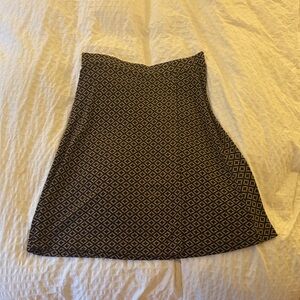 Printed A-Line soft knit Skirt in dark brown and tan